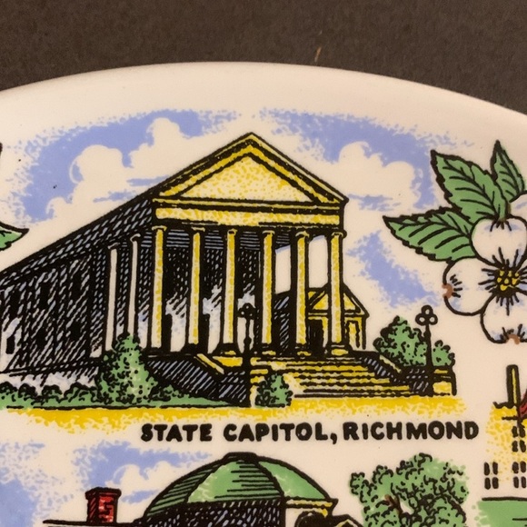 Vintage 60s State of Virginia Tourist Souvenir Ceramic Collector Display Plate - Picture 3 of 16